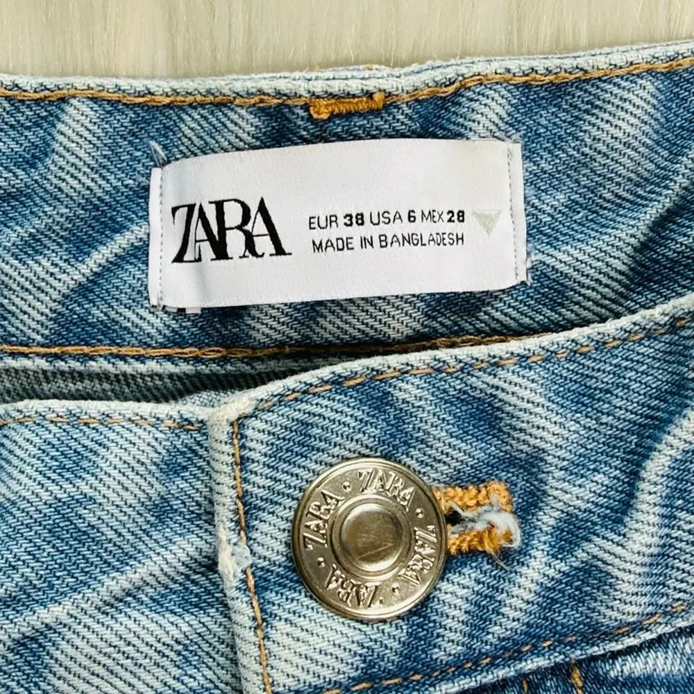 Zara High Rise Distressed Mom Denim Cut Offs